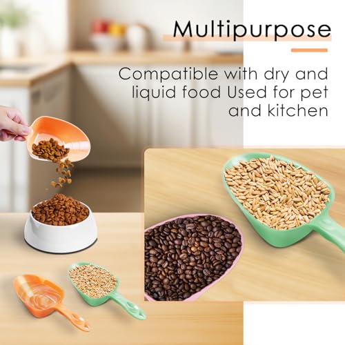 Melamine Pet Food Measuring Scoop, 1 Cup 1/2 Cup 1/4 Cup with Clear Measurement Lines for Dog, Cat, Bird, and Rabbit, Durable, Ergonomic Handle, Dishwasher safe-Orange - color: Orange