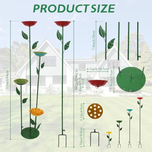 DREAMSOUL 4 Pack Bee Watering Station, Small Bird Bath for Bees Butterflies | Solid Metal Material, Compact Small Size, Durable Metal Stake Build, Ideal for Pollinator Gardens - size: 4PCS-A