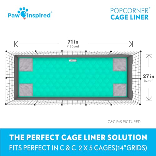 Paw Inspired PopCorner Washable Fleece Cage Liners, C&C 2x5, Green | Reinforced Corners, Super Absorbent Mat, Bedding, Waterproof Bottom, Guinea Pigs, Ferrets, Rabbits, Hamsters, Small Animals - color: Green, size: C&C 2X5