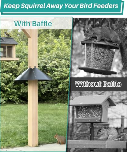 Queension Metal Squirrel Baffle for 4x4 Post, Squirrel Guard, Round, 1 Pack | Squirrel Proof Bird Feeders Baffle for Bird Feeder Poles, Squirrel Guard for Bird House Pole - style: 1 Pack