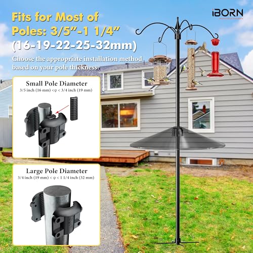iBorn Squirrel Baffle Support Bracket, Squirrel Baffle Accessory Buckle Stopper for Bird Feeder Pole, Pack of 2