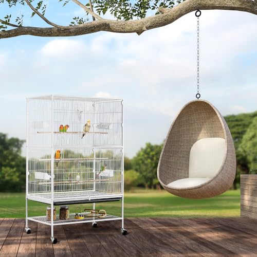 Yaheetech 52inch Bird Cage Extra Large Parakeet Parrot Cage for Lovebird Cockatiel Conure Finch with Rolling Stand White - color: White, size: 31.1"L x 20.4"W x 52.0"H