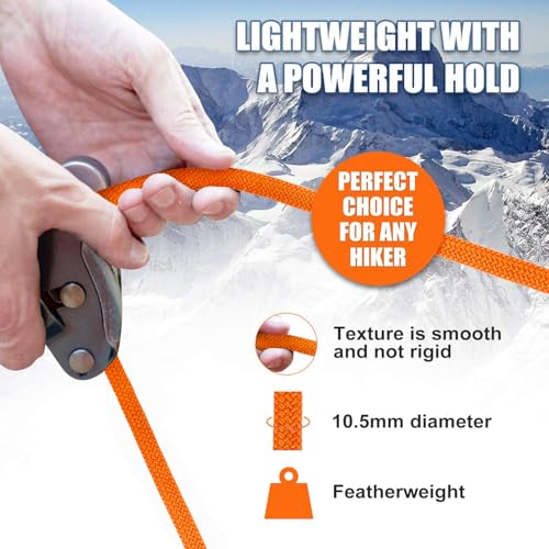 X XBEN Outdoor Climbing Rope 10M(32ft) 20M(64ft) 30M(96ft) 50M(160ft) 70M(230ft) 152M(500FT) 352M(1000FT) Static Rock Climbing Rope for Escape Rope Ice Climbing Equipment Fire Rescue Parachute - color: Orange, size: 2/5 Inch x 32 Feet