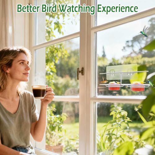 Window Hummingbird Feeders Outdoors - 2PCS Easy to Clean/Refil Nectar(2 oz) | Suitable for Sliding Glass Doors on Windows and Balcony - Gifts for Mom Dad Cats