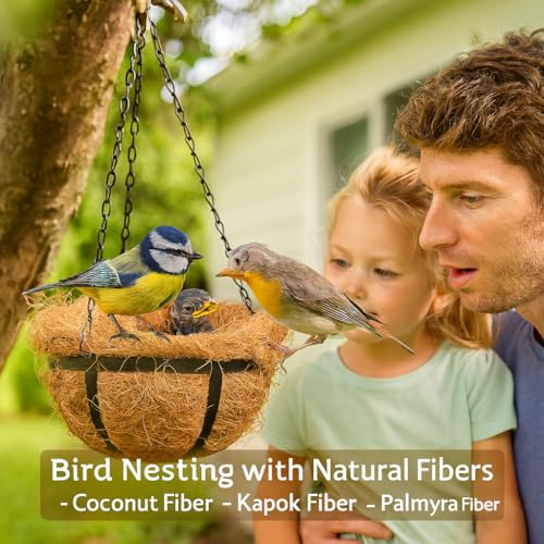 Natural Bird Nesting Material 2.1 oz – Coconut Fiber, Kapok Cotton & Palmyra Fiber Blend for Wild Birds, Finches, Canaries, Parrots, Hamsters & Small Pets, Nesting Bedding