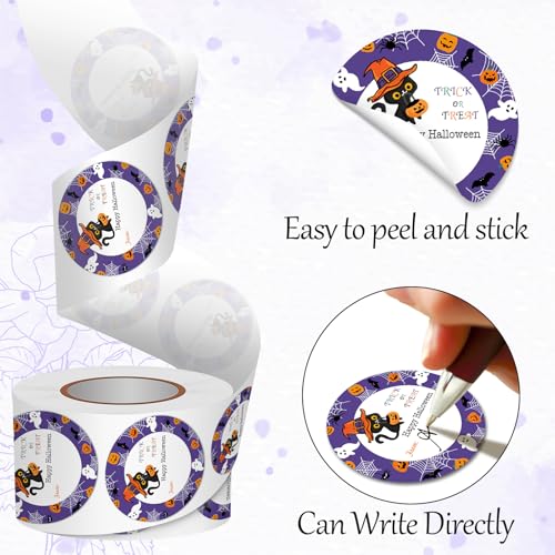Louise Maelys 2 Inch Happy Halloween Stickers,500Pcs | Trick or Treat Halloween Stickers Name Gift Stickers for Party Decoration Goodie Bags - color: Color5