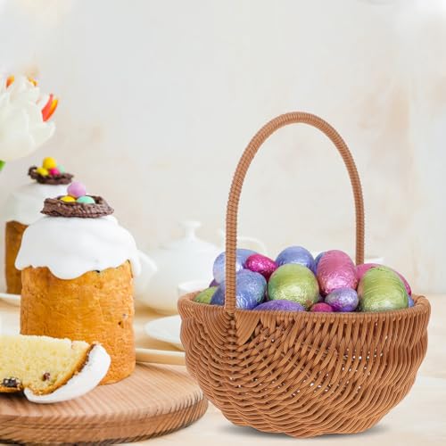 SEWACC Wicker Basket with Handle Weaving Easter Basket Flower Girl Picnic for Home Party Wedding Decor