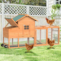 GOJOOASIS Portable Chicken Coop with Wheels & Handrail, Wooden Hen House | Outdoor 83” Predator-Proof Chicken Coop for 2-5 Chickens, Weatherproof Asphalt Top, Removable Tray, Ramp & Nesting Box