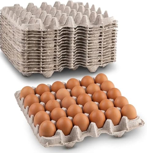 Egg Flat Cartons 30 Count, Pulp Fiber Egg Flats Bulk, Stackable Egg Trays for Farm Storage, Shipping & Packaging, Biodegradable & Recyclable Egg Carton Trays (Pack of 15)
