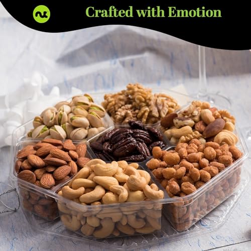 NUT CRAVINGS - Get Well Soon, Mixed Nuts Gift Basket (7 Assortments) | with Get Well Soon Ribbon Food Platter, Healthy Snack Care Package, Food Assortments - style: 5. Get Well - Deluxe (7 Assortment)