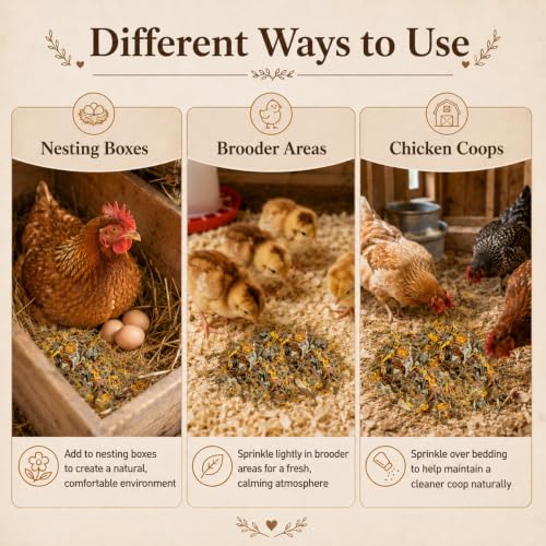 MAQIHAN 10oz Chicken Nesting Herbs - Dried Herbs Supplement for Laying Hens | Natural Chicken Treats for Nutritious Feeding, Comfortable Bedding Supplies for Nesting Pad & Box, Chicken Coop Accessories - size: 10 Ounce (Pack of 1)