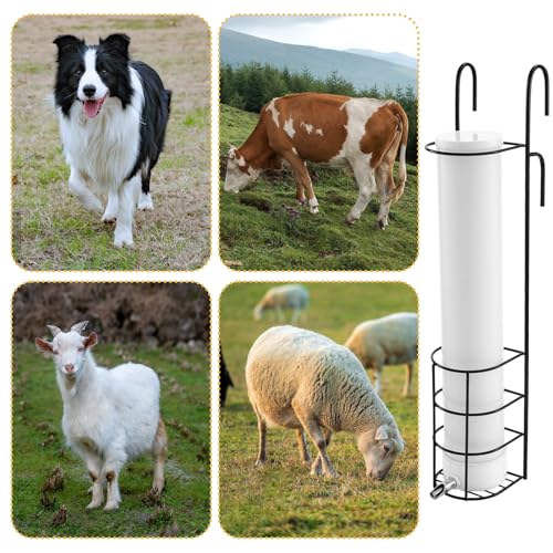 1 Set Hanging Vertical Pig Waterer with Nipples Cover and Cable Tie for Pig and Other Livestock, Sturdy and Durable, Height-Adjustable and Easy to Install