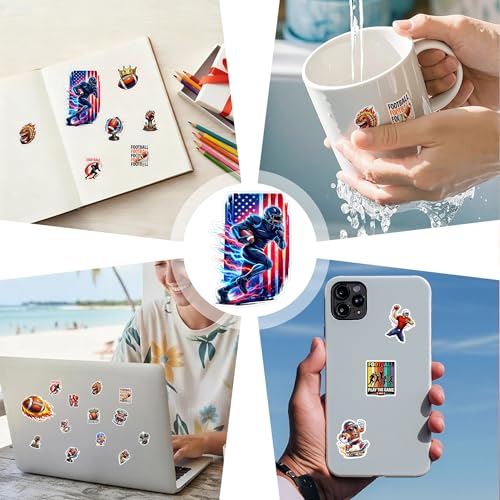 100 PCS Football Stickers Pack, Sport Non Repeating Game Day Decals | Vinyl Waterproof for Helmet Skateboard Car Laptop Water Bottle Adults Teens - color: Football Stickers