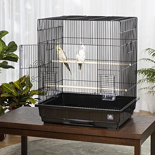 Prevue Pet Products Square Top Parakeet Cage, Black 25.0" L x 21.0" W x 29.5" H - color: Black