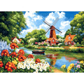300 Piece Puzzles for Adult, Windmill River and Flower Jigsaw Puzzles - style: Windmill River
