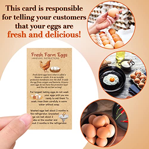 Kisston 200 Pcs Egg Handling Instruction Cards Bulk Fresh Farm Egg Care Labels 2 x 3.5'' Resuable Eggs Carton Stamp Thick Paper Design for Basket Farmstand Market Business Supplies (Simple Style) - style: Simple Style