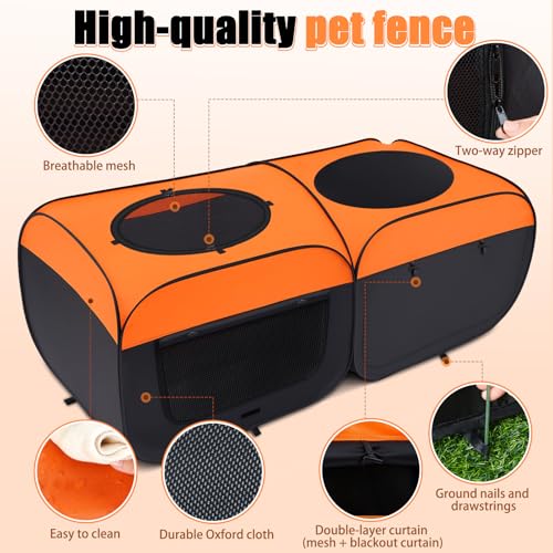 LemonRoad 73 Inch Large Chicken Brooder Box for Chick Starter Kit, Holds up to 30-40 Chicks, Upgrade Dual Door, Top Shading Design, Chick Brooder Pen/playpen/Baby Chicken, Bottom Non-Detachable