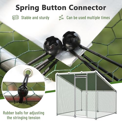 Metal Chicken Coop 7x6.6x6ft Walk-in Poultry Cage for 5-10 Chickens Chicken Run Hen Rabbit Duck House with Waterproof Cover for Outdoor Farm Use - size: 84.0"L x 79.2"W x 72.0"H
