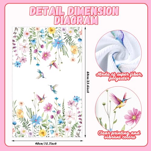 Oudain Set of 6 Wildflower Hummingbirds Kitchen Towels Floral Dish Hand Tea Towels for Bird Lovers Women Spring Summer Party Holiday Supply Bathroom Housewarming Gift - color: Wildflower