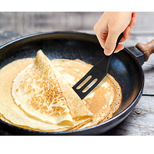 Mini Brownie Serving Spatula Flexible Nonstick Silicone Serve Turner Heat-Resistant Cookie Slotted Spatula for Flip Egg in Small Frying Pan Cookie Batter Lemon Squares (Black,2 Pieces) - color: Black