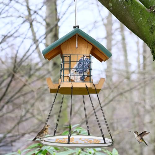 FoldTier 1 Pieces Universal Wild Bird Seed Catcher Hanging Hoop Platform Bird Seed Catcher Tray for Hummingbird Feeders Bee Feeder Outdoor Garden Accessories (16 Inch) - size: 16 Inch