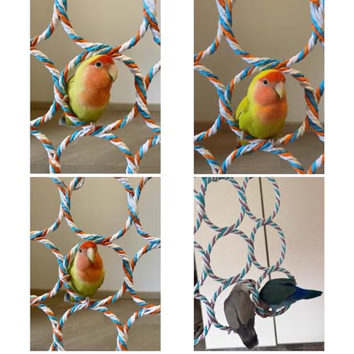 1 Pack Small Pet Rope Toys,Bird Rope Perch Climbing Net Ladder Hanging Hammock for Parrot (Parakeet/Cockatiel/Cockatoo/Macaw/Conure), Rat, Hamster, Mouse, Ferret (1Pcs) - size: 1Pcs