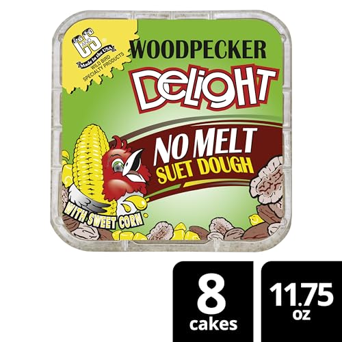 C&S Woodpecker Delight No Melt Suet Dough, Suet Cakes for Wild Birds Including Woodpeckers, Flickers and More, 11.75 Ounces, Pack of 8 - size: 1.47 Ounce (Pack of 8), style: Woodpecker, 8 Pack