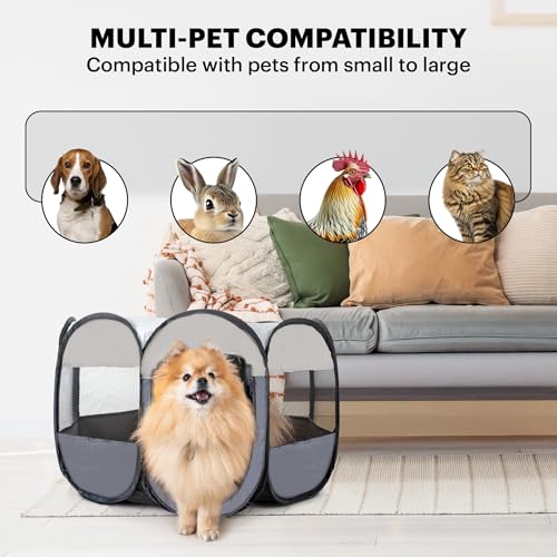 LAFYETTE - USA Based, Dog Cat Playpen, Puppy Kitten Pet Playpen Indoor Outdoor, Portable Pop Up Dog Kennel Tent Crate Cage for Dog Cat Rabbits, Foldable Pet Enclosure, Removable Top Cover, 36" x 16" - size: Large (36"L x 16"H)