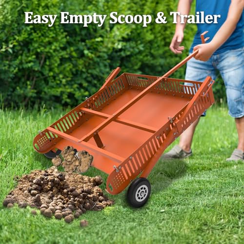 2 in 1 Horse Paddock Cleaner and Trailer | Tow-Behind Trailer Horse Manure Scoop, 2 in 1 Field Cleaner & Scooper for Paddock, Horse Pasture