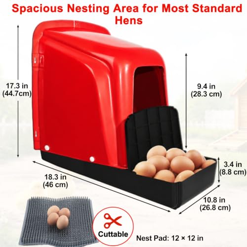 Chicken Nesting Boxes Chicken Laying Boxes with Egg Roll Out Nesting Boxes for Chickens Coop Nest Box Large, Easy to Install, Waterproof and Durable (Red, 6 Pack) - color: Red, size: 6 Pack