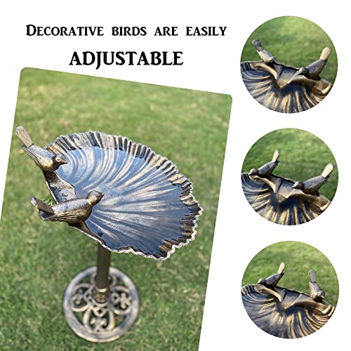 Westcharm 29 Inch Lightweight Antique Bronze Poly Resin Outdoor Birdbath for Outside with Decorative Birds and Pedestal Base Stand - Pedestal Bird Bath for Outdoors Yard and Garden - color: Bronze, size: 29 Inch Tall