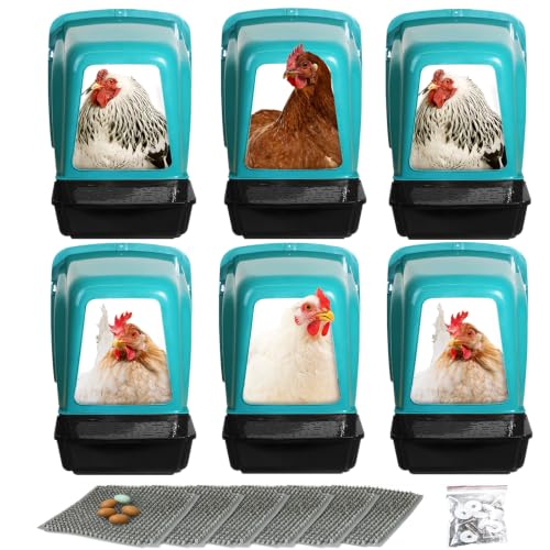 Chicken Nesting Boxes Chicken Laying Boxes with Egg Roll Out Nesting Boxes for Chickens Coop Nest Box Large, Easy to Install, Waterproof and Durable (Green, 6 Pack) - color: Green, size: 6 Pack