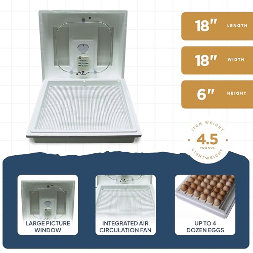 Farm Innovators 2100 Heated Still Air Incubator for 4 Dozen Eggs with Built in Hygrometer, Solid State Circuitry, and 2 Large Viewing Windows (4 Pack) - color: Still Air, size: 4 Pack