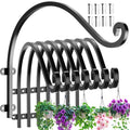 8 Pack Heavy Duty Plant Hanger Bracket 16Inch Hanging Brackets for Outdoor | 80lbs Holding Capacity Outdoor Hanging Brackets Metal Plant Wall Hook Black Hanging Plant Hanger for Flower Wind Bird Feeder - size: 16Inch-8PCS
