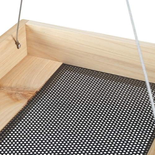 Rocky Mountain Goods Wood Bird Feeder Tray for Outside - 12" Hanging Platform Feeder for Cardinals, Jays - Universal Seed Tray with Drainage - Easy to Fill & Clean - Durable Pine + Rust-Free Hardware