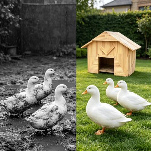 Handcrafted Extra Large Solid Wood Duck Coop - Spacious Outdoor Poultry House for Ducks, Chickens & More, Easy Backyard Mounting Kit