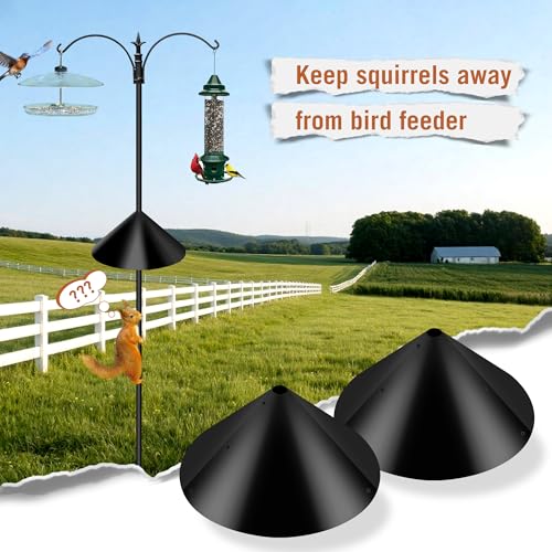 Squirrel Proof Baffle for Bird Feeder Pole, Outdoor Pole Mount Stopper & Guard,Squirrel Cone (2 Pack, Black) - style: 16IN-2pcs