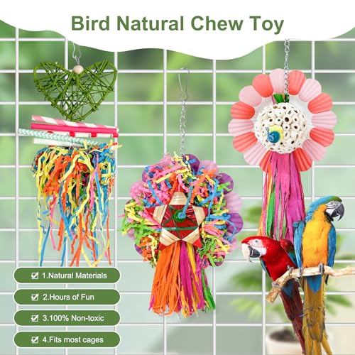Bird Toys, 3PCS Natural Corn Cob Bird chew Toys Bird Foraging Toys for Small Medium Parrots, Conures, Cockatiel, Lovebird Cockatiel