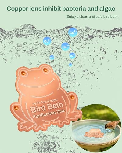 OICEME Bird Bath Purification Disk Pure Copper Outside Winter Solar Power Birdbath Hummingbird Window Garden Feeder Ground Bowl Cage Dispenser Pedestal Cleaner Water Fountain Garden Lover Gift Frog - color: Copper Frog