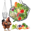 Hanging Chicken Feeder, 9.25IN Large Foldable Poultry Feeder Vegetable Fruits Basket with 4pcs Hanging Stainless Chain, Chicken Treat Holder Ball Boredom Toys for Chicken Hens Duck Coop, Black, 1 Pack - size: 1 Pack