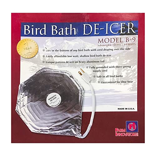 Farm Innovators Model B-9 Economical Birdbath De-Icer, 44-Watt