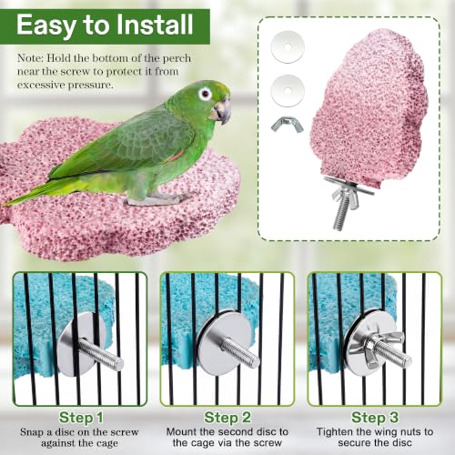 4 PCS Bird Beak Grinding Stone, Bird Perches for Cage, Parrot Perch Stand | For Small Medium Cockatiel Lovebird Finch Chinchillas Hamsters, Climbing Ledge, Grinding Claws and Beaks, Tree-shaped Design