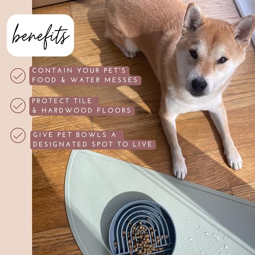 Waterproof Silicone Dog Food Mat – Large Size Non-Slip Pet Bowl Mat, Raised Edge Design, Easy-to-Clean Pet Food Placemat for Dog & Cat Bowls, 28" Across x 14" Deep - Honey - color: Honey, size: Large