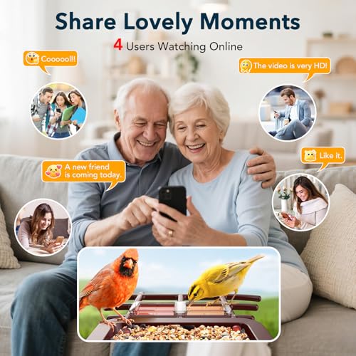 PeckCam® Bird Feeder with Camera Solar Powered 2K Live Video Auto Capture | AI Bird Species Identification, Instant App Alert, IP65 Waterproof, Easy Setup, Backyard Bird-Watching, Gift for Bird Lovers - color: Red
