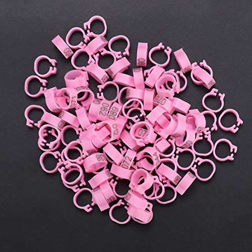 100Pcs Pigeon Leg Bands, 8mm Numbered Bird Leg Rings for Small Birds Poultry Foot Clips for Finch Dove Lovebird Quail