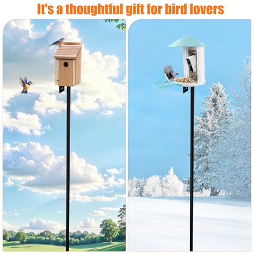 Bird Feeder Pole Stand, 92" Heavy Duty Bird House Pole for Outdoors, 1 Inch Diameter Metal Mounting Post, Universal Multi-Feeder Stand for Smart Bird Feeder, Cameras & Weather Stations