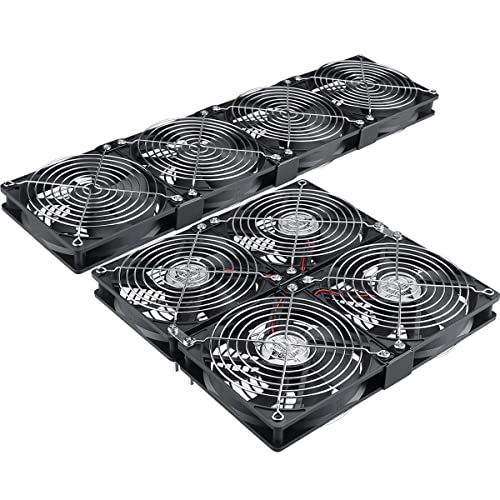GDSTIME 4X 120mm Fans with Variable Speed Controller 100V-240V AC Powered | 2x2 & 1x4 Installable, Computer Fan with AC Plug, for GPU Mining Rig, Server Rack, DIY Cooling Ventilation Exhaust Projects - size: 4x 120mm fan