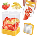 Strawberry Slicer Cup, Fruit Cutter, Quick-Slice, Meal Prep, Yellow | Dual-Function Base, Easy-Clean & Storable – 304 Stainless Steel Blade – Quick & Safe Slicing Kitchen Gadget - color: Yellow