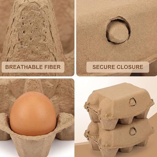 50 Pieces Natural Material Empty Egg Cartons, Each Holds 6 Fiber Egg Carton For Home, Farm, Market, Camping, Picnic, Travel,Reusable.