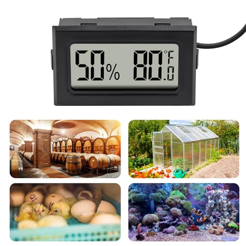 1Pcs Mini Digital Thermometer Hygrometer Gauge Indoor with Probe Sensor LCD Display Meter Temperature Humidity Fahrenheit Meter for Incubator Reptile Plant Tank Garden ℉ - size: 1 PCS
